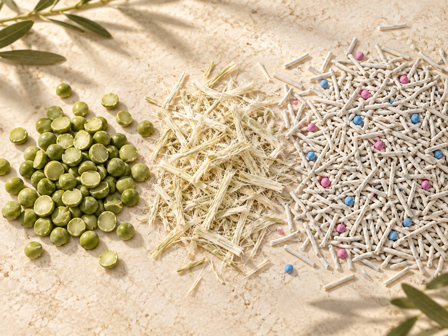Pea fiber and NepiPaw tofu litter granules