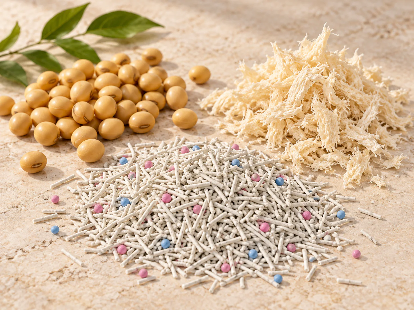 Soybean fiber and NepiPaw tofu litter granules