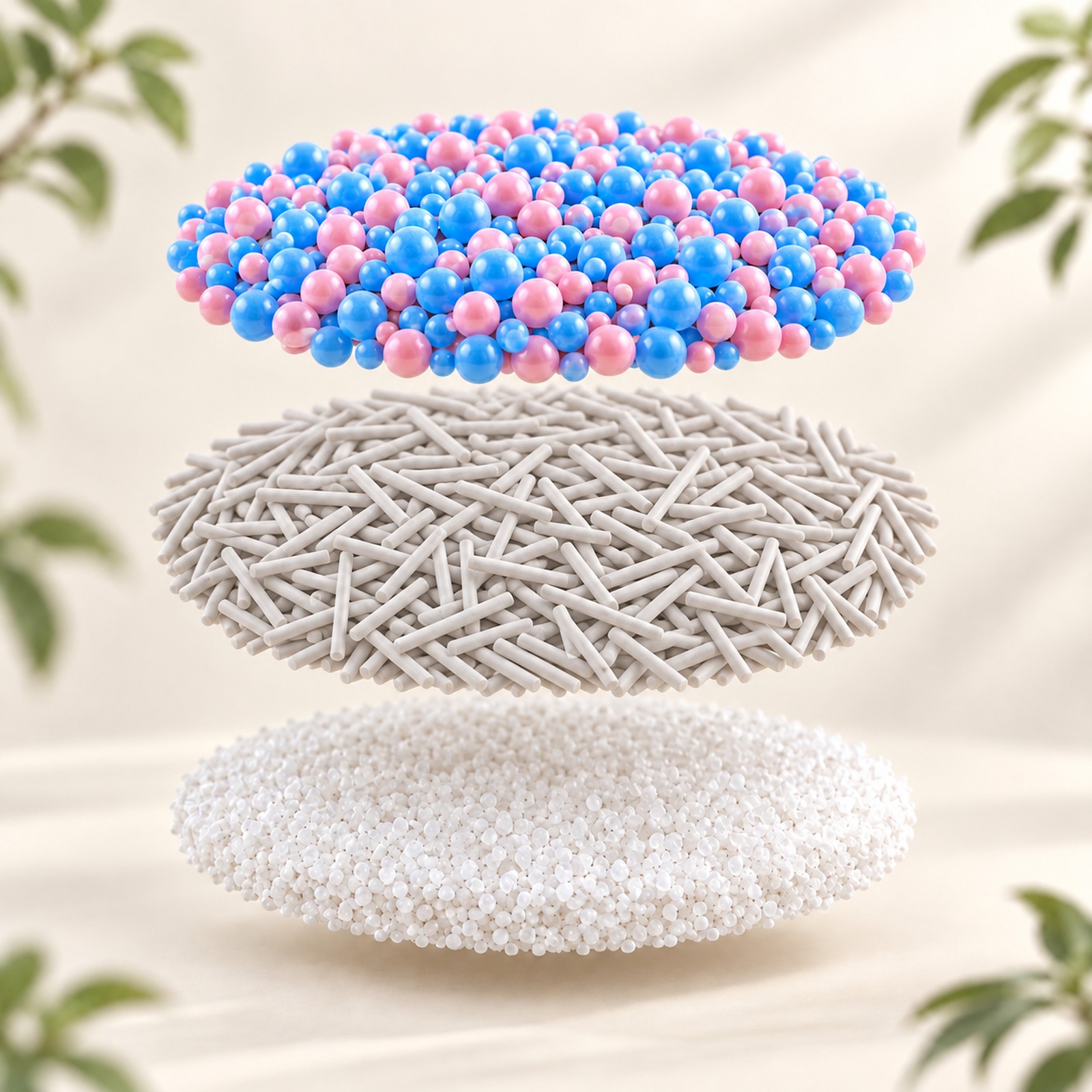 Exploded view of NepiPaw's three functional odor-control layers